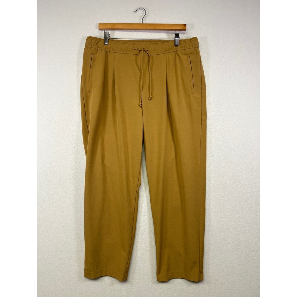 Dark Academia Old Navy Womens Large Ochre Billie High Rise Pleated Tapered Pants
